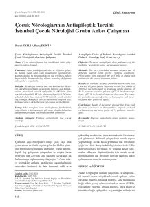 Çocuk Nörologlarının Antiepileptik Tercihi: İstanbul Çocuk Nörolojisi