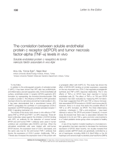 (sEPCR) and tumor necrosis factor-alpha (TNF-a)