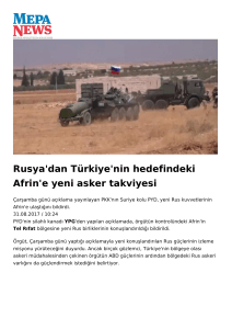 Rusya`dan Türkiye`nin hedefindeki Afrin`e yeni asker