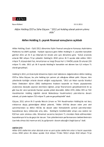 Akfen Holding 3. Çeyrek Finansal Sonuçlar