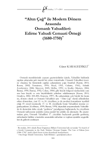 ile Modern Dönem Arasında Osmanlı Yahudileri: Edirne