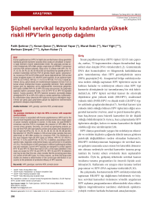 Şüpheli servikal lezyonlu kadınlarda yüksek riskli HPV`lerin genotip