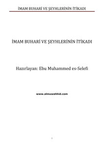 imam buhari ve şeyhlerinin itikadı