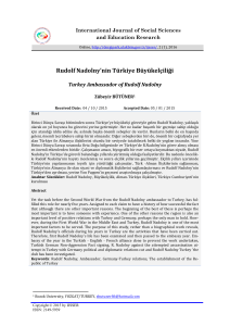 Rudolf Nadolny`nin Türkiye Büyükelçiliği