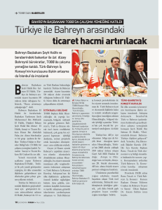 Türkiye ile Bahreyn aras›ndaki ticaret hacmi art›r›lacak