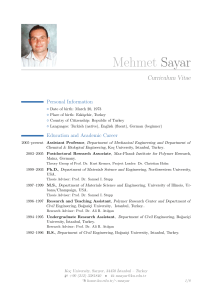 Mehmet Sayar – Curriculum Vitae