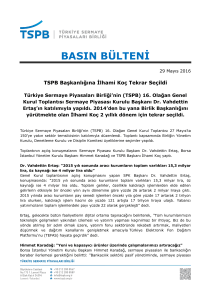 TSPB Başkanlığına İlhami Koç Tekrar Seçildi 29.05.2016