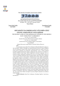sykes-picot antlaşması - The Journal of Academic Social Science