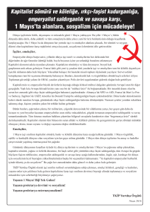 1 Mayıs`ta alanlara, sosyalizm için mücadeleye! - Enternasyonal-info