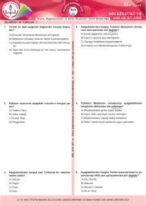 DİN KÜLTÜRÜ VE AHLAK BİLGİSİ Test 15