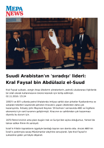 Suudi Arabistan`ın `sıradışı` lideri: Kral Faysal bin