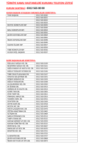 türkiye kamu hastaneleri kurumu telefon listesi
