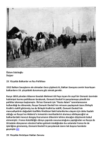 Özlem Süslüoğlu Stajyer 19. Yüzyılda Balkanlar ve Rus Politikası