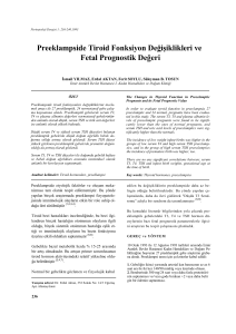 Preeklampside Tiroid Fonksiyon Değişiklikleri ve Fetal Prognostik