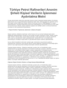 Türkiye Petrol Rafinerileri Anonim Şirketi Kişisel Verilerin