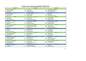 ÖlÇME LAB. GRUPLAR (BİRİNCİ ÖĞRETİM)