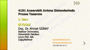 Doç. Dr. Ahmet GÜNAY Balıkesir Üniversitesi Müh. Fak., Çevre Müh