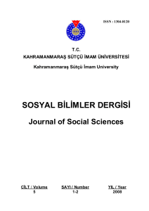 Kahramanmaraş Sütçü İmam Üniversitesi Sosyal Bilimler Dergisi