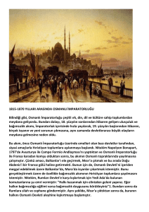 1815-1870 YILLARI ARASINDA OSMANLI İMPARATORLUĞU