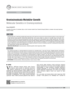 Kraniosinostozda Moleküler Genetik Molecular Genetics in