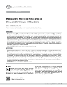 Metastazların Moleküler Mekanizmaları Molecular Mechanisms of