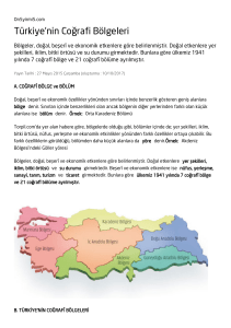 Türkiye`nin Coğrafi Bölgeleri