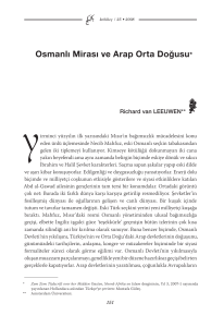 Osmanlı Mirası ve Arap Orta Doğusu*