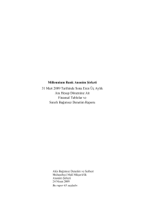 Millennium Bank Anonim Şirketi 31 Mart 2009 Tarihinde