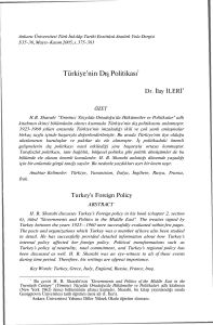 Türkiye`nin Dış Politikası1 - Ankara Üniversitesi Açık Erişim Sistemi