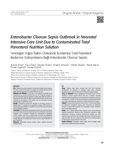 Enterobacter Cloacae Sepsis Outbreak in Neonatal Intensive Care