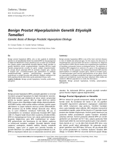 Benign Prostat Hiperplazisinin Genetik Etiyolojik Temelleri
