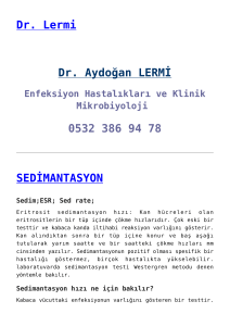 Dr. Lermi,SEDİMANTASYON,ZOLLİNGER ELLİSON SENDROMU