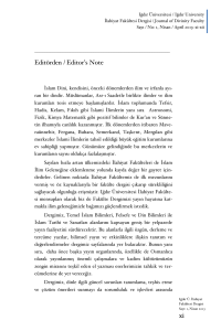 Editörden / Editor`s Note - Iğdır Üniversitesi İlahiyat Fakültesi Dergisi