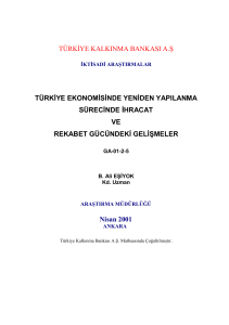 Türkiye Ekonomisinde Yeniden Yapılanma Sürecinde İhracat ve