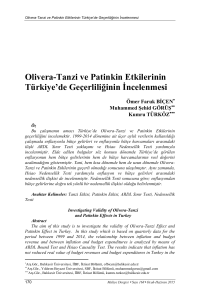 Olivera-Tanzi ve Patinkin Etkilerinin Türkiye`de Geçerliliğinin