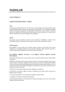 Yazıcılar Holding A.Ş. Anadolu Grubu Çalışma İlkeleri – Ek Belge