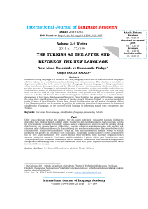 International Journal of Language Academy THE TURKISH AT THE