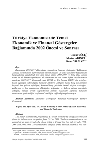 Türkiye Ekonomisinde Temel Ekonomik ve Finansal Göstergeler