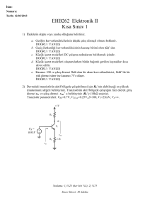 EHB262 Elektronik II Kısa Sınav 1