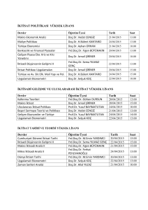 İKTİSAT POLİTİKASI YÜKSEK LİSANS Makro Ekonomik Analiz Doç