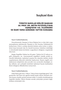 başkan`dan - Türkiye Barolar Birliği Dergisi