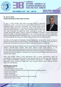 Dr. Arun K. Gadre Otoloji, Nörotoloji ve Kafa Tabanı Cerrahisi