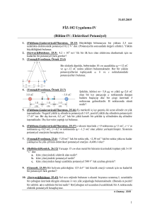 FİZ-102 Uygulama-IV (Bölüm-IV: Elektriksel Potansiyel)