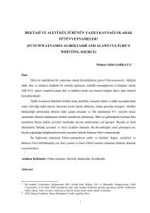 Bektaşi-Alevi Kültürünün Yazılı Kaynakları Olarak Fütüvvetnameler