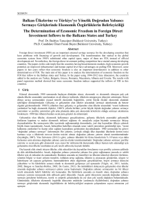 Balkan Ülkelerine ve Türkiye`ye Yönelik Doğrudan Yabancı
