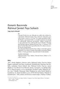 Osmanlı Basınında Mahmud Şevket Paşa Suikastı