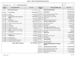 TABLO 1.1 BÜTÇE UYGULAMA SONUÇLARI TABLOSU 201.179