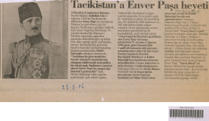 Tacikistan`a Enver Paşa heyeti