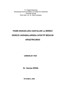 PANİK BOZUKLUĞU HASTALARI ve BİRİNCİ DERECE