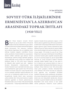 Sovyet-Türk İlİşkİlerİnde Ermenistan`la Azerbaycan Arasındaki